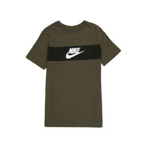 Nike Sportswear Tričko  khaki / tmavě zelená / bílá