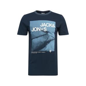 JACK & JONES Tričko 'ROCK'  námořnická modř / kouřově modrá / bílá