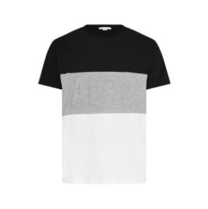 AÉROPOSTALE Tričko  černá / šedý melír / bílá