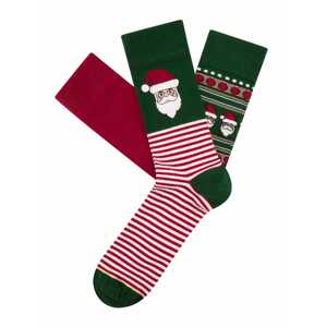 CHEERIO* Ponožky 'Ugly Chtistmas/ Funky Santa'  ohnivá červená / jedle / bílá / mix barev