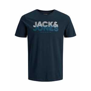 JACK & JONES Tričko  bílá / nebeská modř / noční modrá