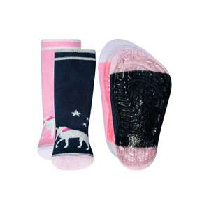 EWERS Ponožky 'Einhorn'  pink / tmavě modrá / bílá / šedý melír