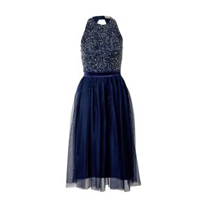 LACE & BEADS Koktejlové šaty 'Sania'  námořnická modř / bílá / bledě fialová