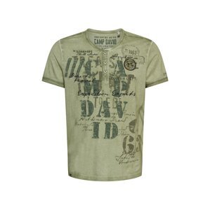 CAMP DAVID Tričko  khaki / tmavě zelená