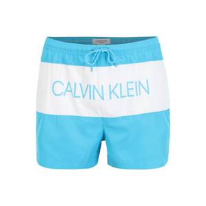 Calvin Klein Swimwear Plavecké šortky 'DRAWSTRING'  tyrkysová / bílá