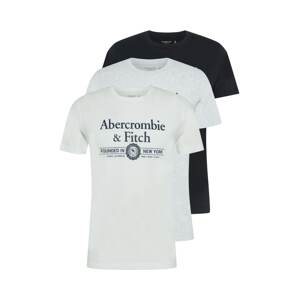 Abercrombie & Fitch Tričko  šedý melír / černá / bílá