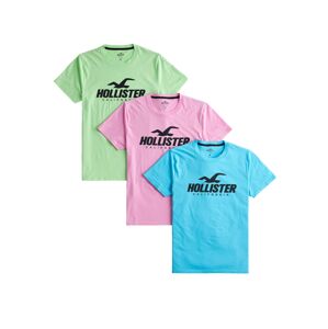 HOLLISTER Tričko  světle zelená / pink / nebeská modř / černá
