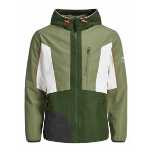 JACK & JONES Přechodná bunda  khaki / světle zelená / bílá / oranžová