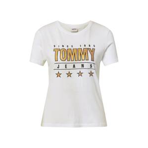 Tommy Jeans Tričko  bílá / zlatá / černá