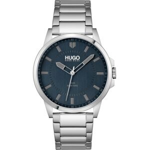 HUGO Analogové hodinky  stříbrná / tmavě modrá