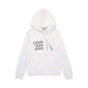 Calvin Klein Jeans Mikina  bílá / černá / stříbrná