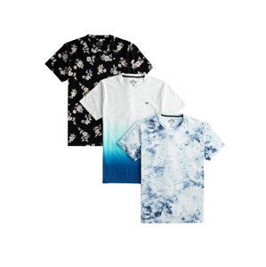 HOLLISTER Tričko  černá / bílá / modrá