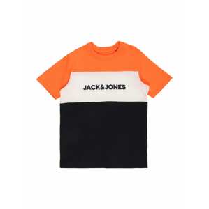 Jack & Jones Junior Tričko 'JJENeon'  svítivě oranžová / bílá / černá
