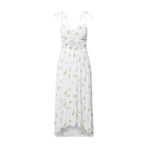 HOLLISTER Letní šaty  bílá / žlutá / trávově zelená