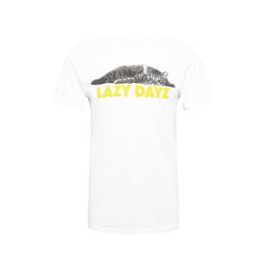 DEDICATED. T-Shirt 'Stockholm Lazy Dayz'  bílá / žlutá / šedá
