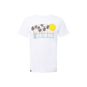 DEDICATED. T-Shirt 'Stockholm Sunset Palms'  bílá / žlutá / azurová / meruňková