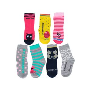 STERNTALER Ponožky  šedý melír / tmavě modrá / pink / tyrkysová