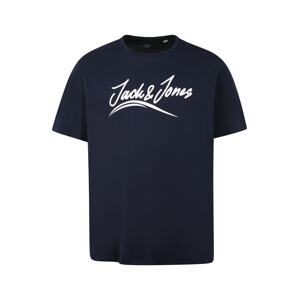 Jack & Jones Plus Tričko 'FLEXER'  námořnická modř / bílá