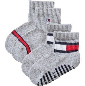 TOMMY HILFIGER Ponožky  světle šedá / červená / bílá / tmavě modrá