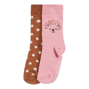 EWERS Ponožky  růžová / hnědá / bílá / černá
