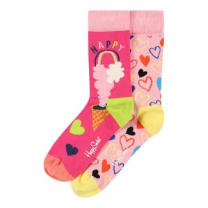 Happy Socks Ponožky 'Happy Love'  svítivě žlutá / svítivě zelená / svítivě růžová / světle růžová / černá