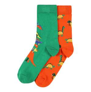 Happy Socks Ponožky 'Dino'  tmavě oranžová / zelená / královská modrá / limone / hořčicová