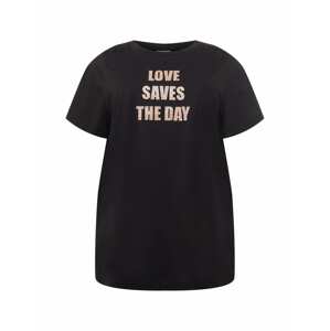 KAFFE CURVE T-Shirt 'Loveday'  černá / lososová