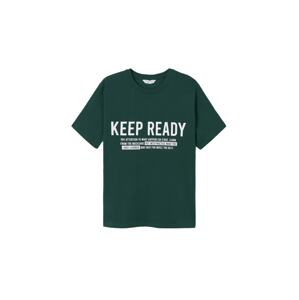 MANGO KIDS T-Shirt 'Flint'  tmavě zelená / bílá