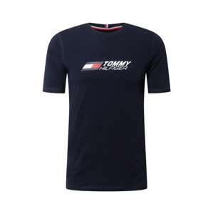 Tommy Sport Funkční tričko  tmavě modrá / bílá / ohnivá červená