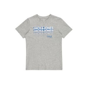 Jack & Jones Junior Tričko 'BOOSTER'  šedý melír / modrá / bílá