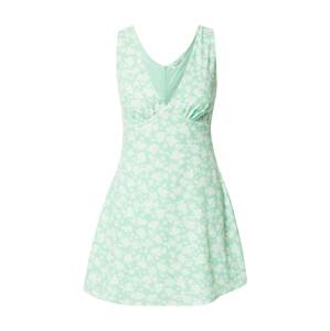 GLAMOROUS Letní šaty světle zelená / bílá