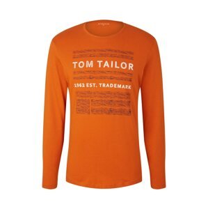 TOM TAILOR Tričko  antracitová / oranžová / bílá