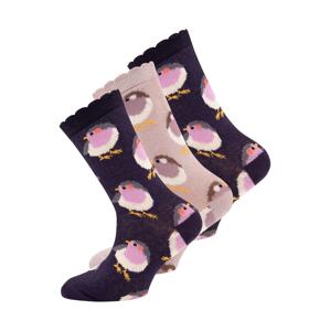 EWERS Ponožky 'Vögel' žlutá / fialová / ostružinová / pastelová fialová