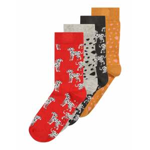 EWERS Ponožky 'DALMATINER' hnědá / světle šedá / ohnivá červená / bílá