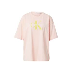 Calvin Klein Jeans Tričko  růžová / bílá / limetková