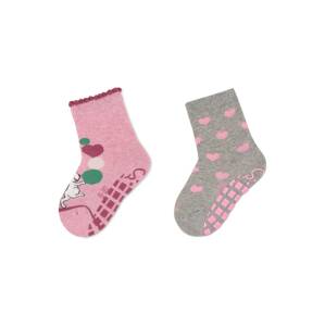 STERNTALER Ponožky  šedý melír / růžová / červená